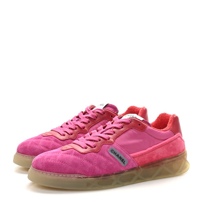Chanel Suede Calfskin Quilted Sneakers 40.5 Pink 4 of 9