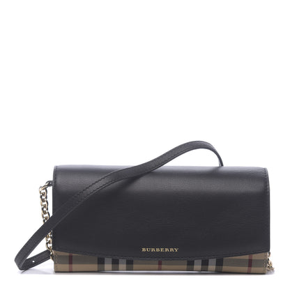 Burberry Calfskin House Check Henley Wallet On Chain Black 1 of 11