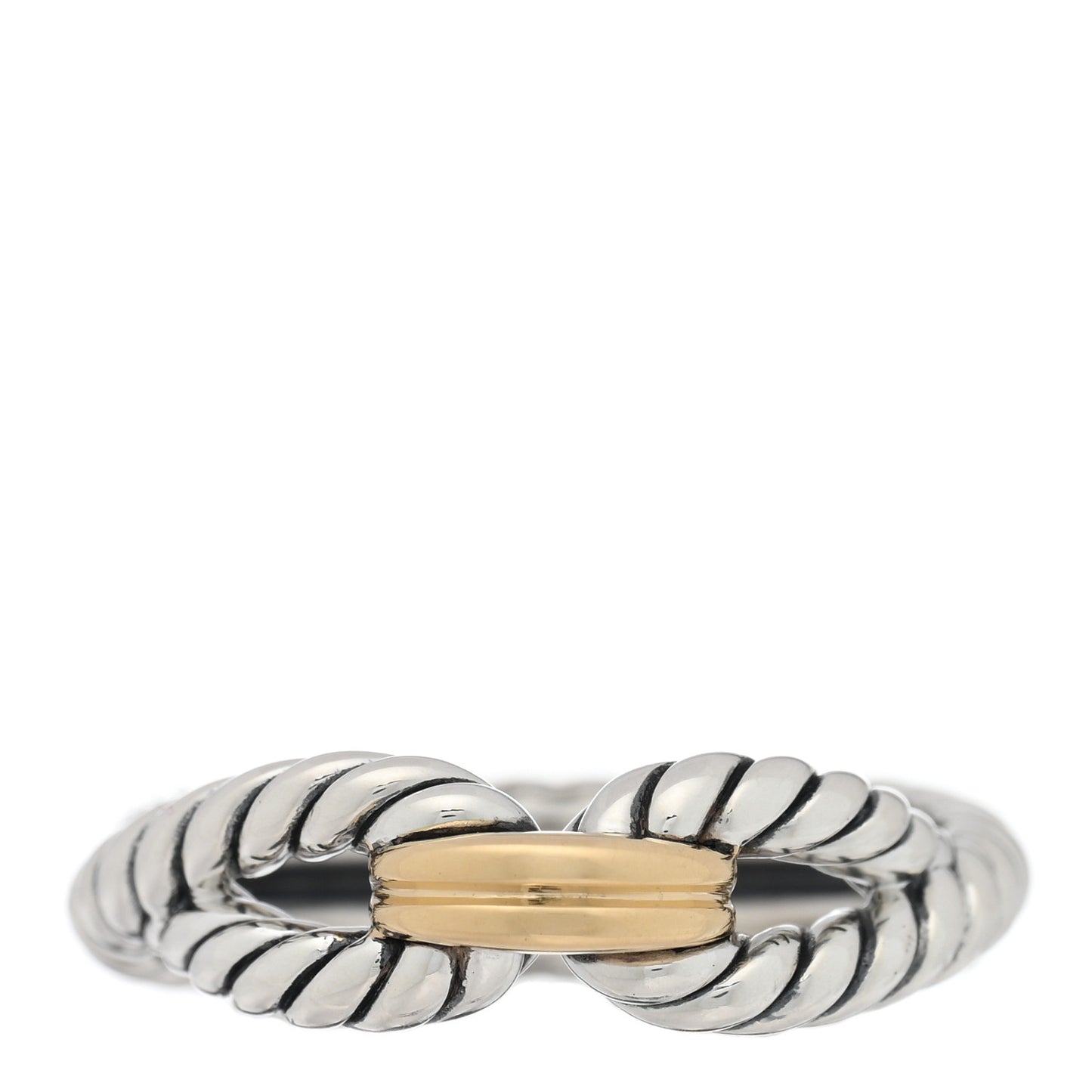 Sterling Silver 18K Yellow Gold Cable Loop Ring 56 7.5
