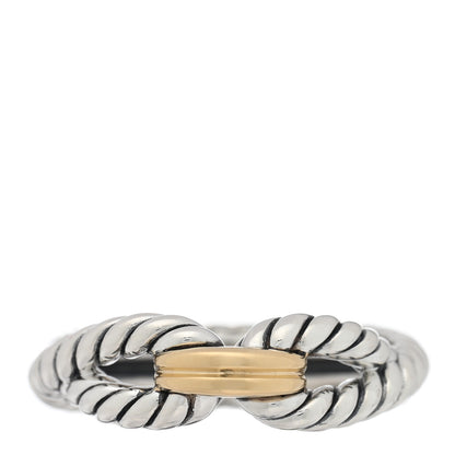 David Yurman Sterling Silver 18K Yellow Gold Cable Loop Ring 56 7.5 1 of 4