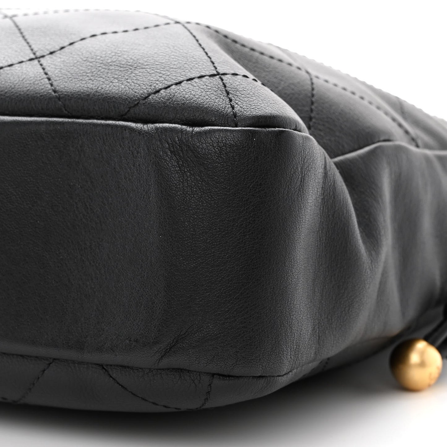 Calfskin Quilted Drawstring Bucket Bag Black