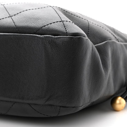 Chanel Calfskin Quilted Drawstring Bucket Bag Black 10 of 11