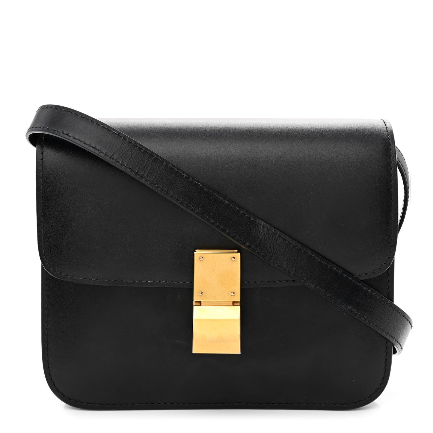 Box Calfskin Teen Classic Box Flap Bag Black