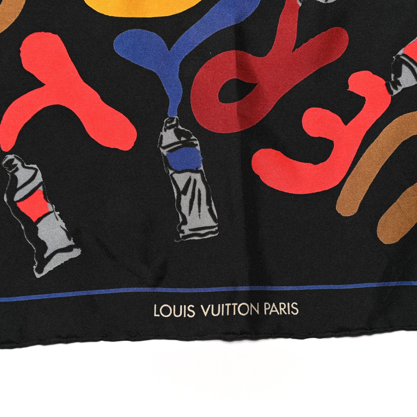 Silk Paint Scarf Black Multicolor