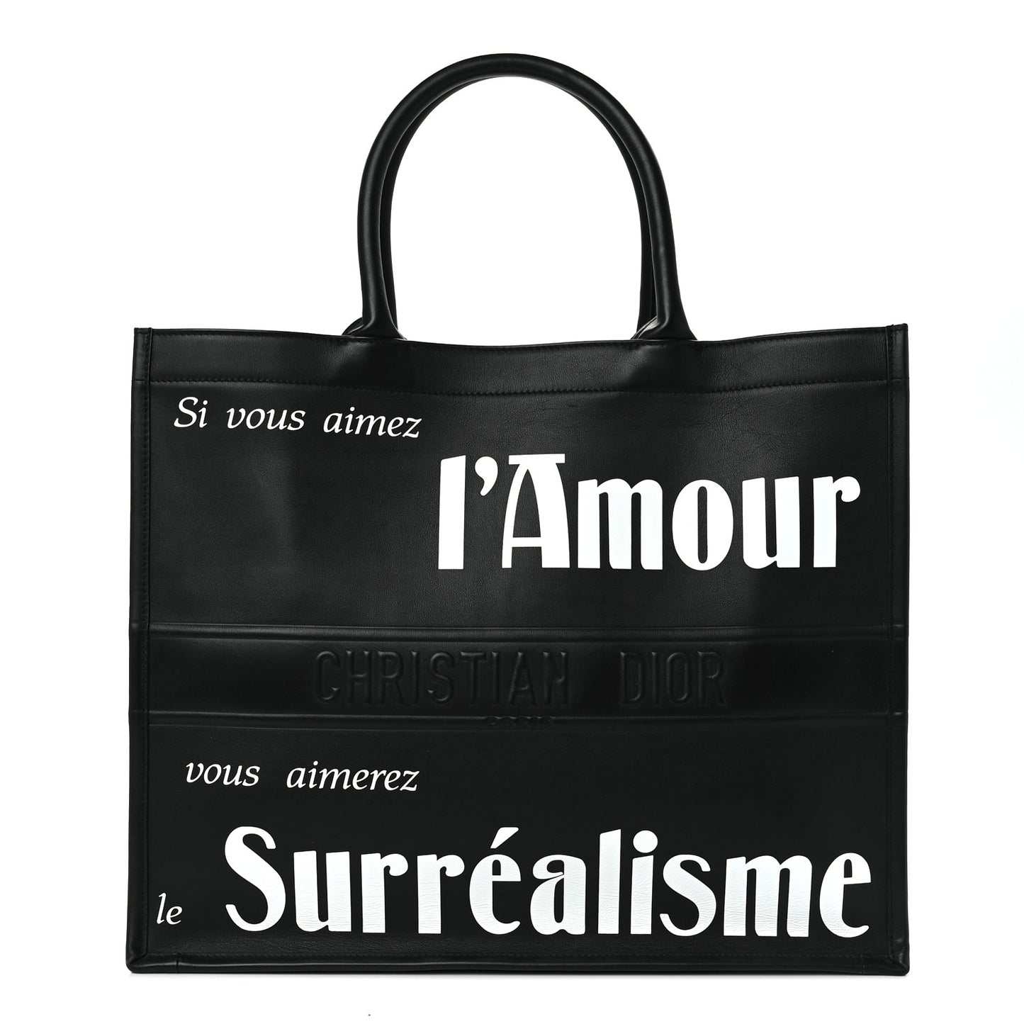 Calfskin Large Surrealism Book Tote Black