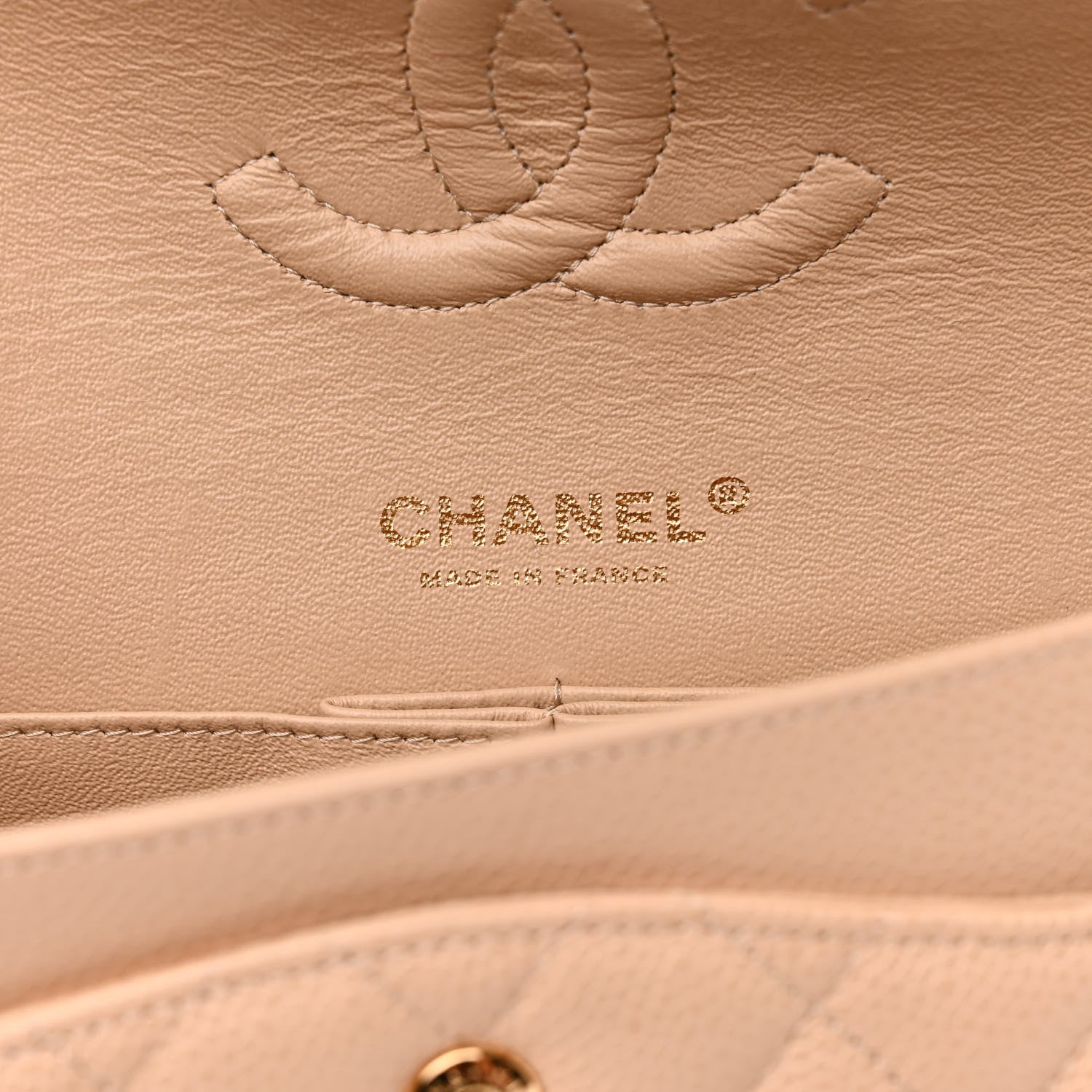 Chanel Caviar Quilted Medium Double Flap Beige 6 of 10