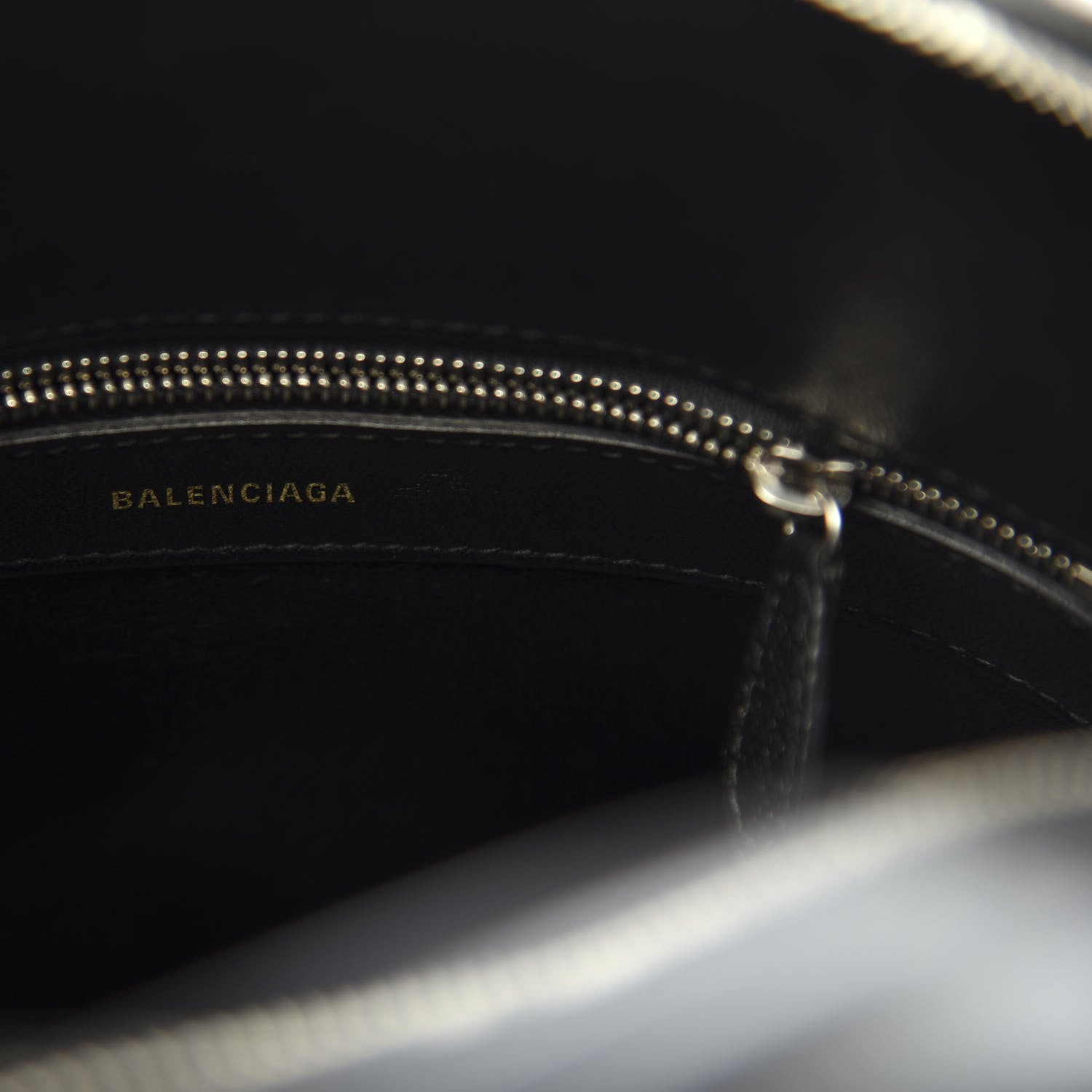 Balenciaga Signature Grained Calfskin Logo S Ville Top Handle Bag Black Rose Shocking 5 of 9