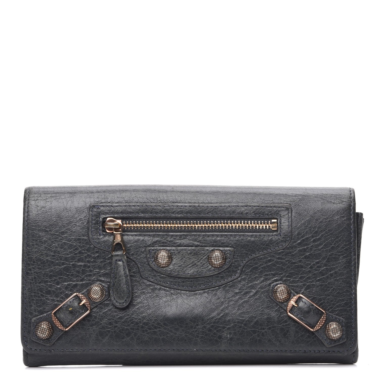 Balenciaga Agneau Giant 12 Rose Gold Hardware Money Wallet Anthracite 1 of 7