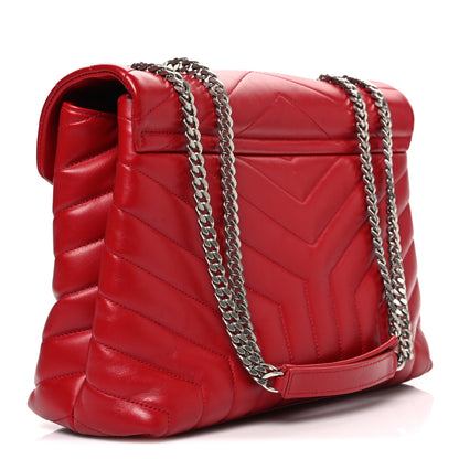 Saint Laurent Calfskin Y Quilted Monogram Medium Loulou Chain Satchel Rouge Eros 3 of 11