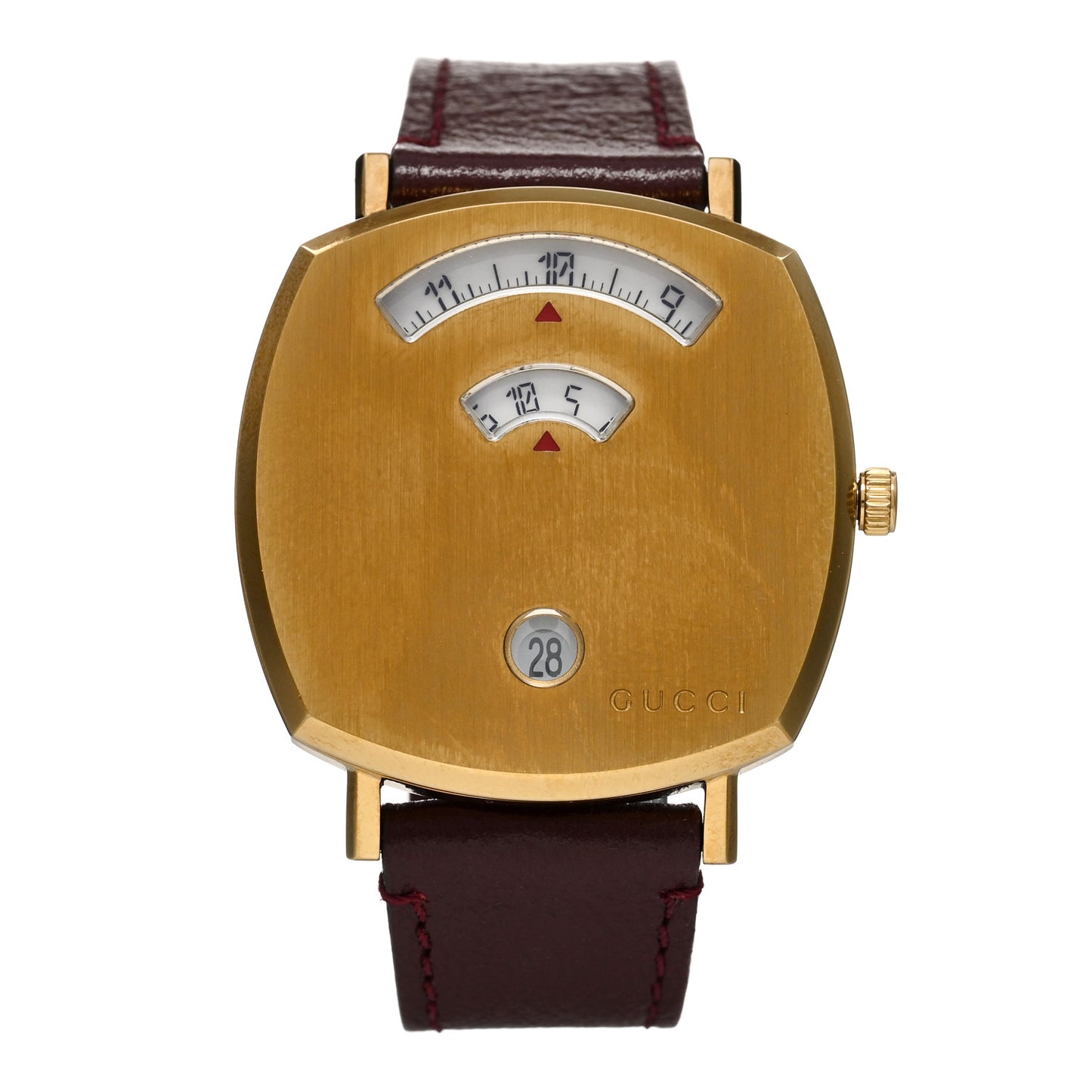 Stainless Steel Alligator 35mm Grip Quartz Watch Burgundy