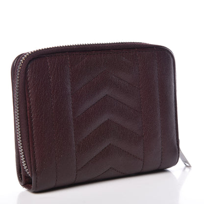 Saint Laurent Lambskin Tri-Quilt Monogram Compact Wallet Bordeaux 3 of 7