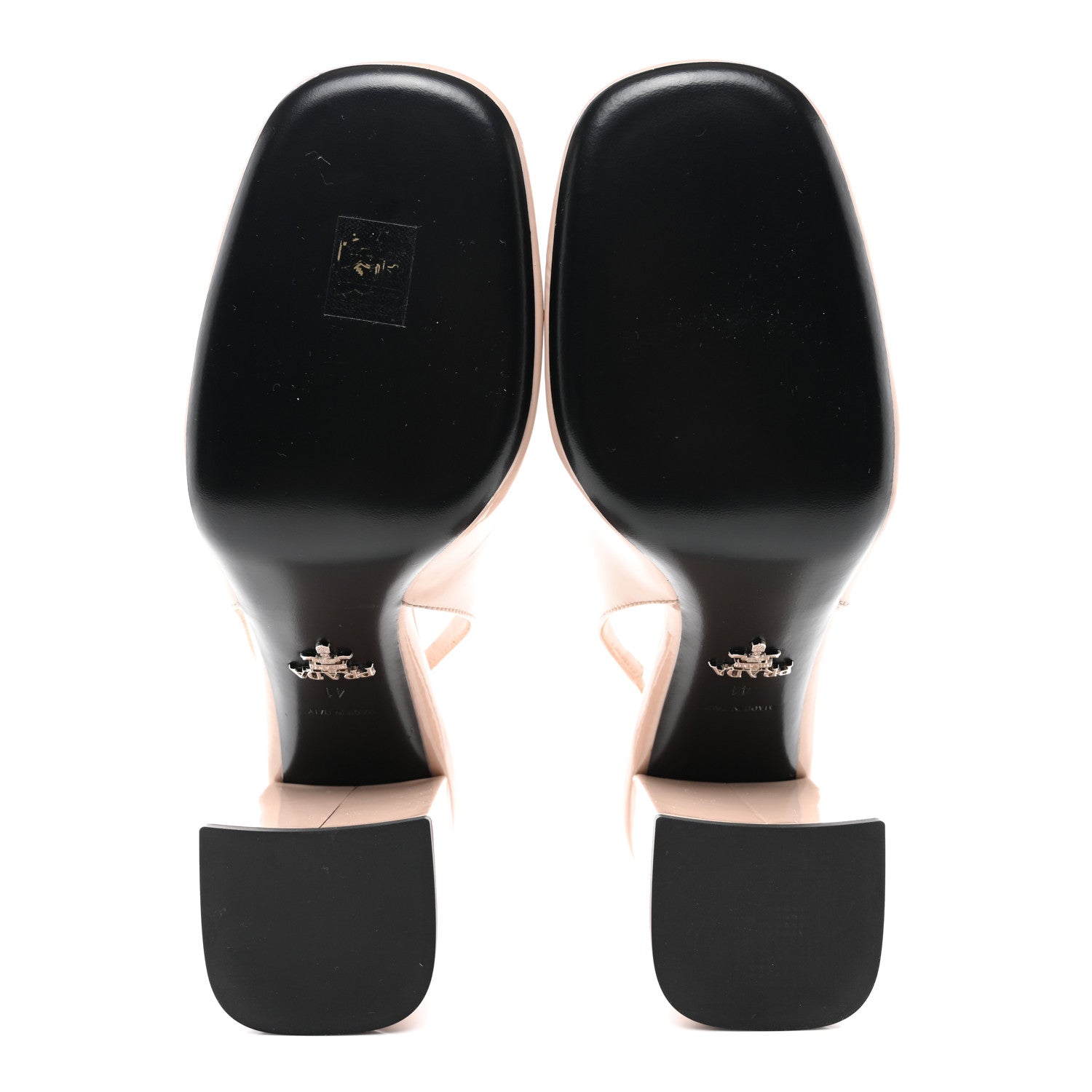 Prada Patent Triangle Logo Slingback Pumps 41 Cipria 5 of 7