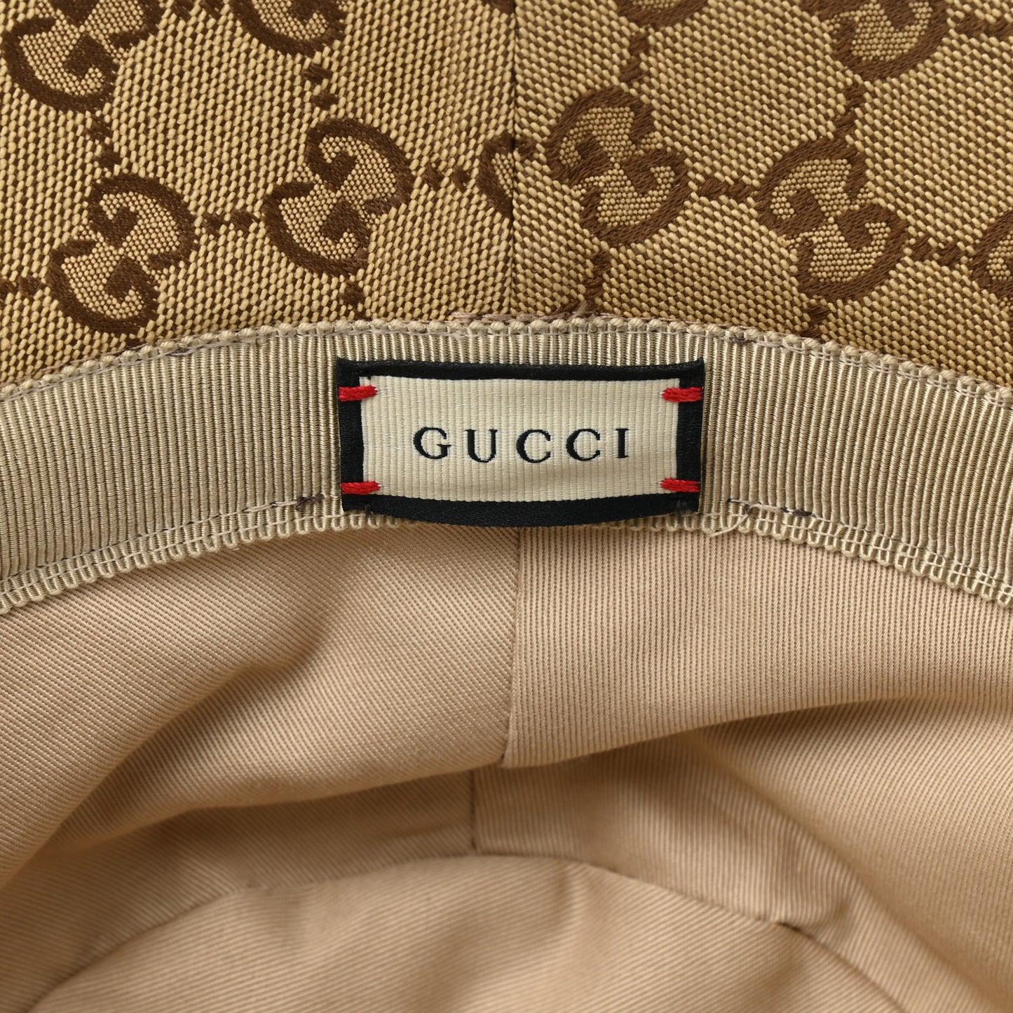 Monogram Textured Dollar Calfskin GG Jago Bucket Hat S Cacao Beige