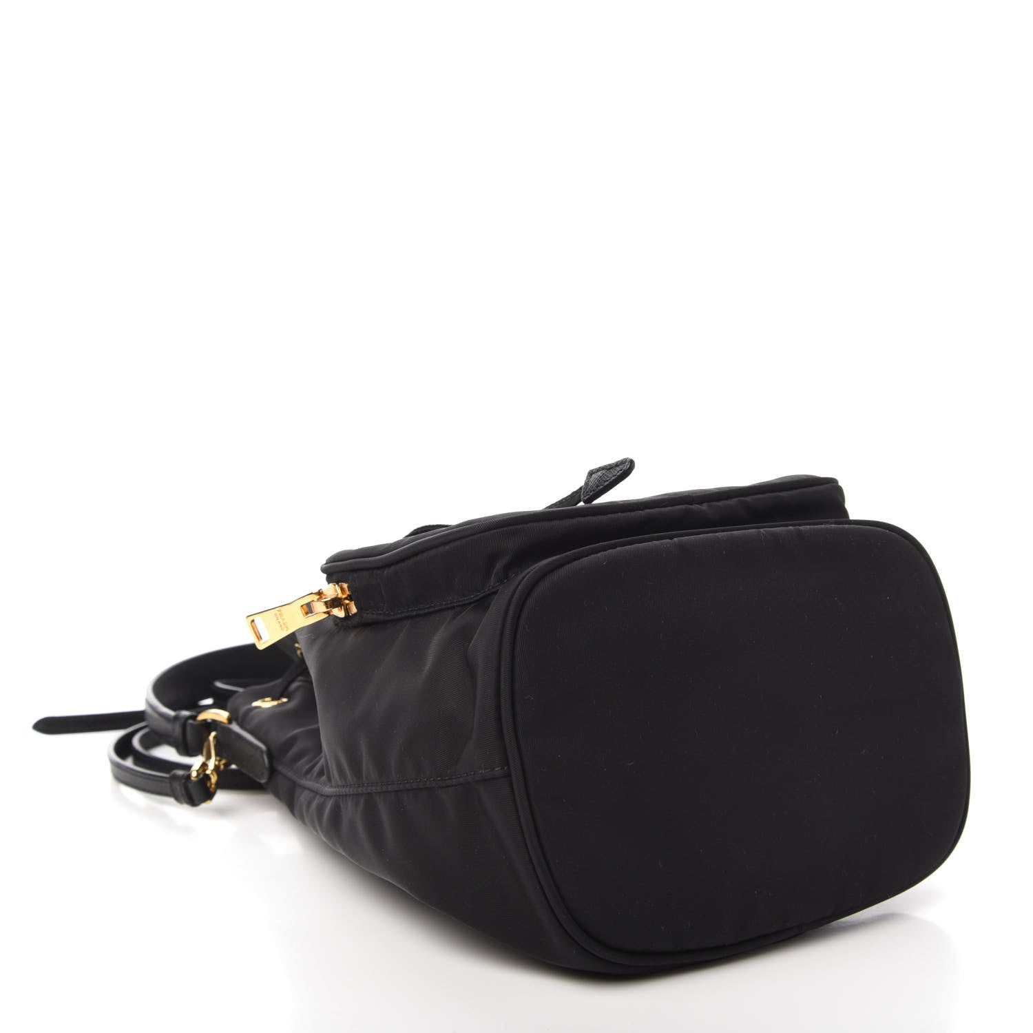 Prada Saffiano Tessuto Nylon Mini Bucket Crossbody Bag Black 4 of 9