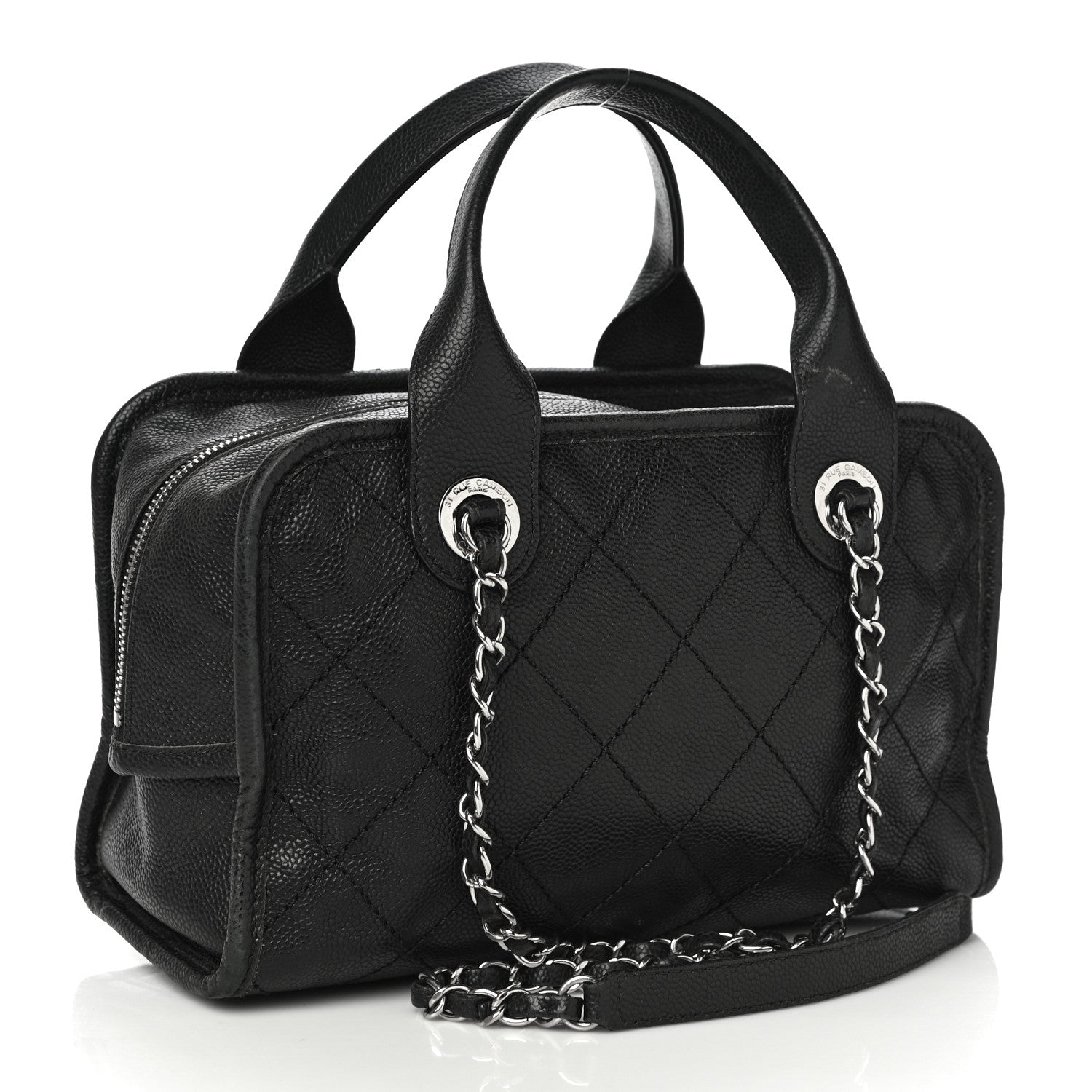 Chanel Caviar Quilted Small Deauville Bowling Bag Black 3 of 16