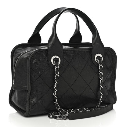 Chanel Caviar Quilted Small Deauville Bowling Bag Black 3 of 16