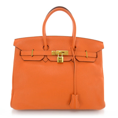 Hermes Taurillon Clemence Birkin 35 Orange 1 of 9