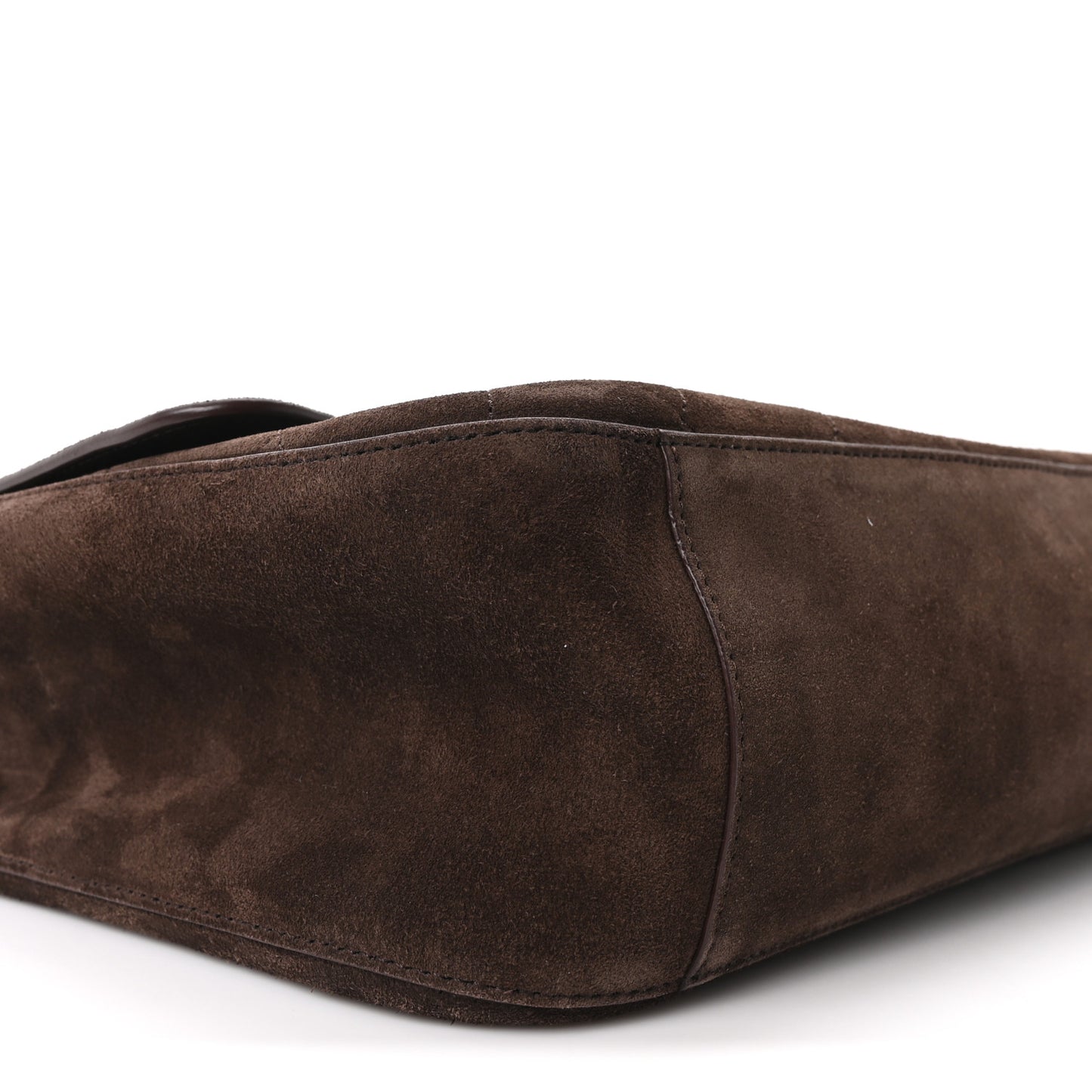 Suede Calfskin Small Souplissimo Maxi Flap Dark Brown