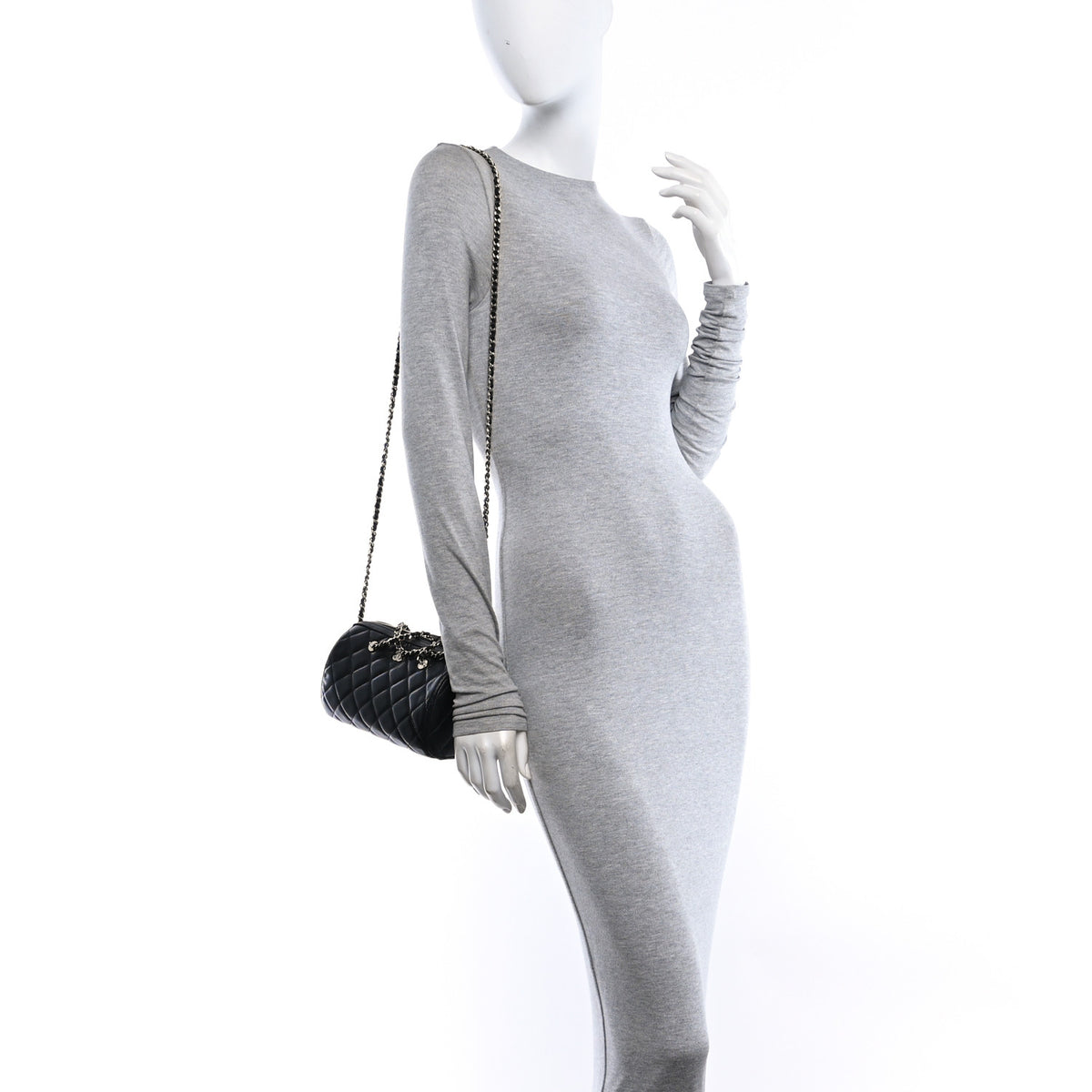 Chanel Caviar Quilted Barrel Clutch With Chain  Black 2 of 11