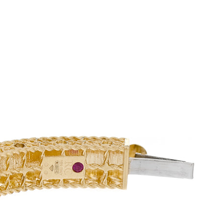 Roberto Coin 18K Yellow Gold Diamond Princess Satin Fleur De Lis Bangle Bracelet 3 of 4