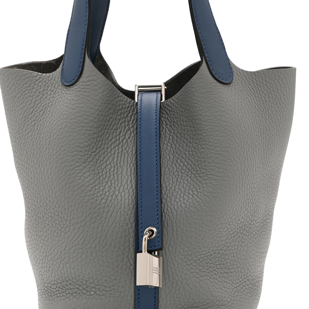 Taurillon Clemence Picotin Lock 18 PM Gris Mouette Bleu Agate