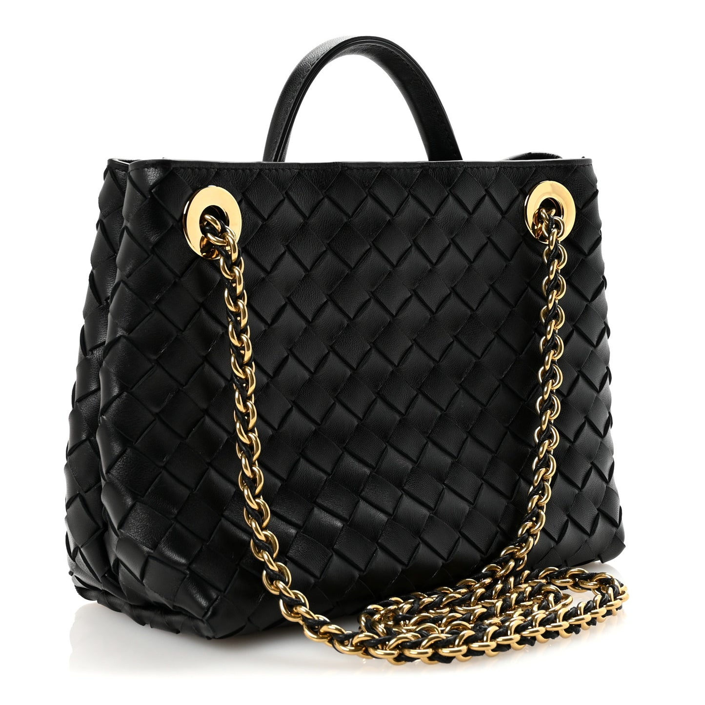 Nappa Intrecciato Small Andiamo With Chain Shoulder Bag Black