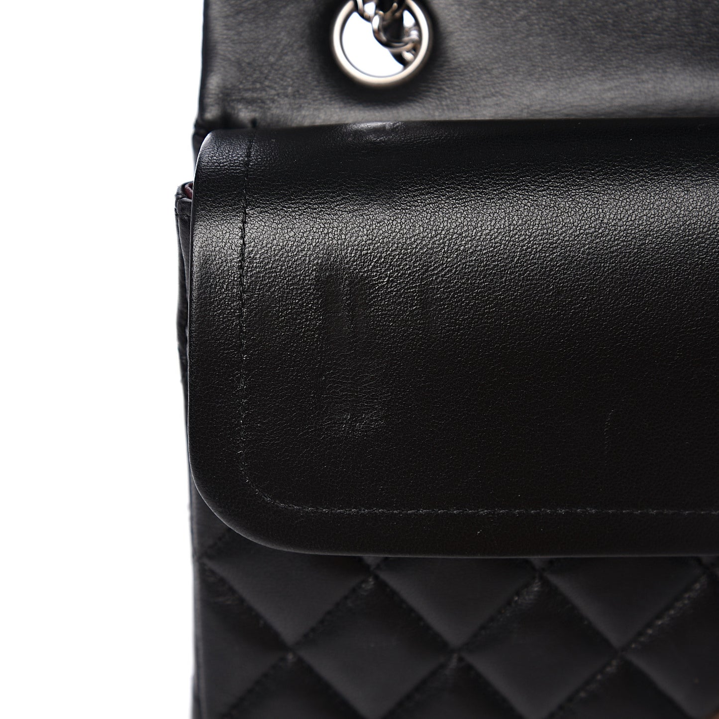 Lambskin Quilted Medium Double Flap Black