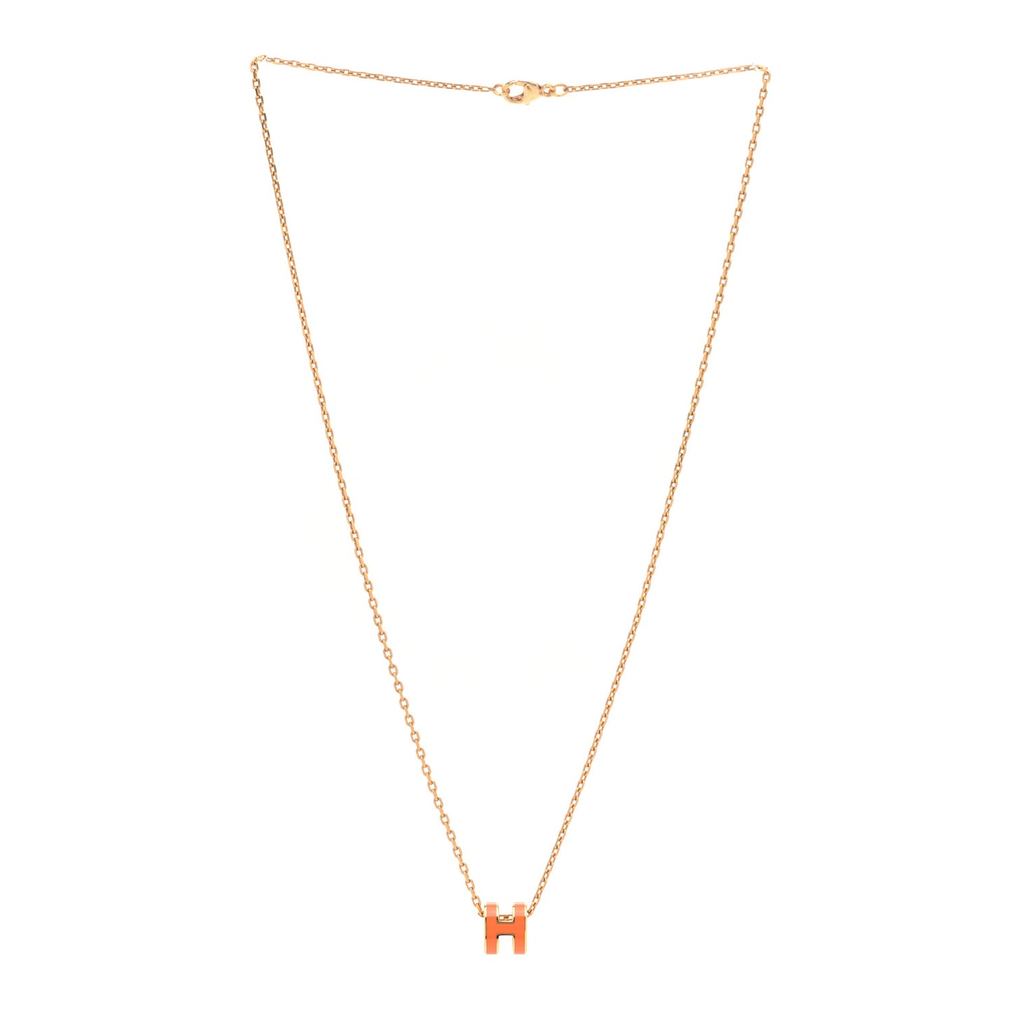 Lacquered Gold Mini Pop H Pendant Necklace Orange