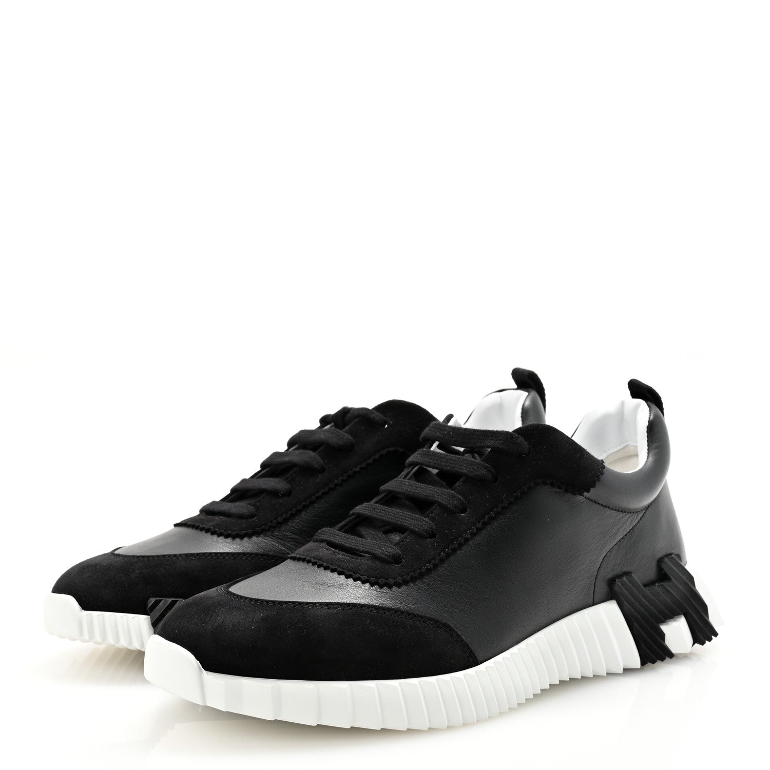 Hermes Goatskin Suede Goatskin Mens Bouncing Sneakers 41 Black 3 of 9