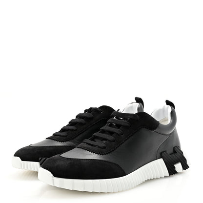 Hermes Goatskin Suede Goatskin Mens Bouncing Sneakers 41 Black 3 of 9