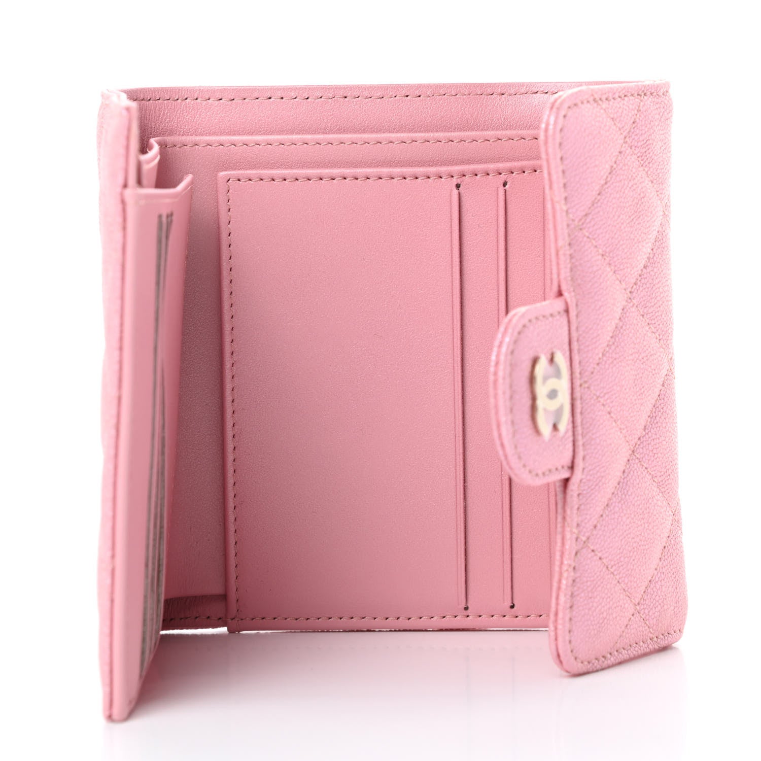 Chanel Iridescent Caviar Quilted Compact Flap Wallet Pink 5 of 9