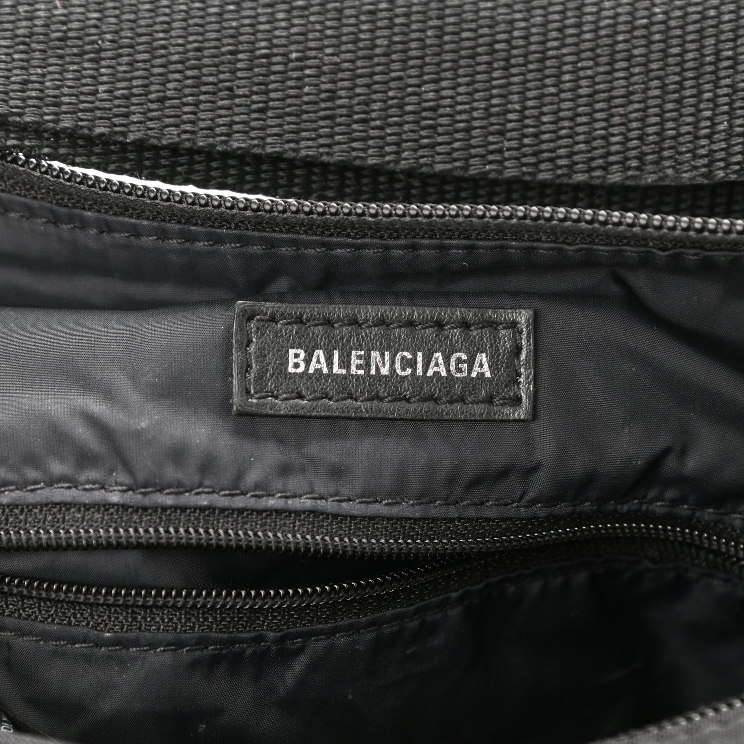 Balenciaga Recycled Sport Nylon Logo Embroidered Wheel Sling Bag Black White 6 of 9
