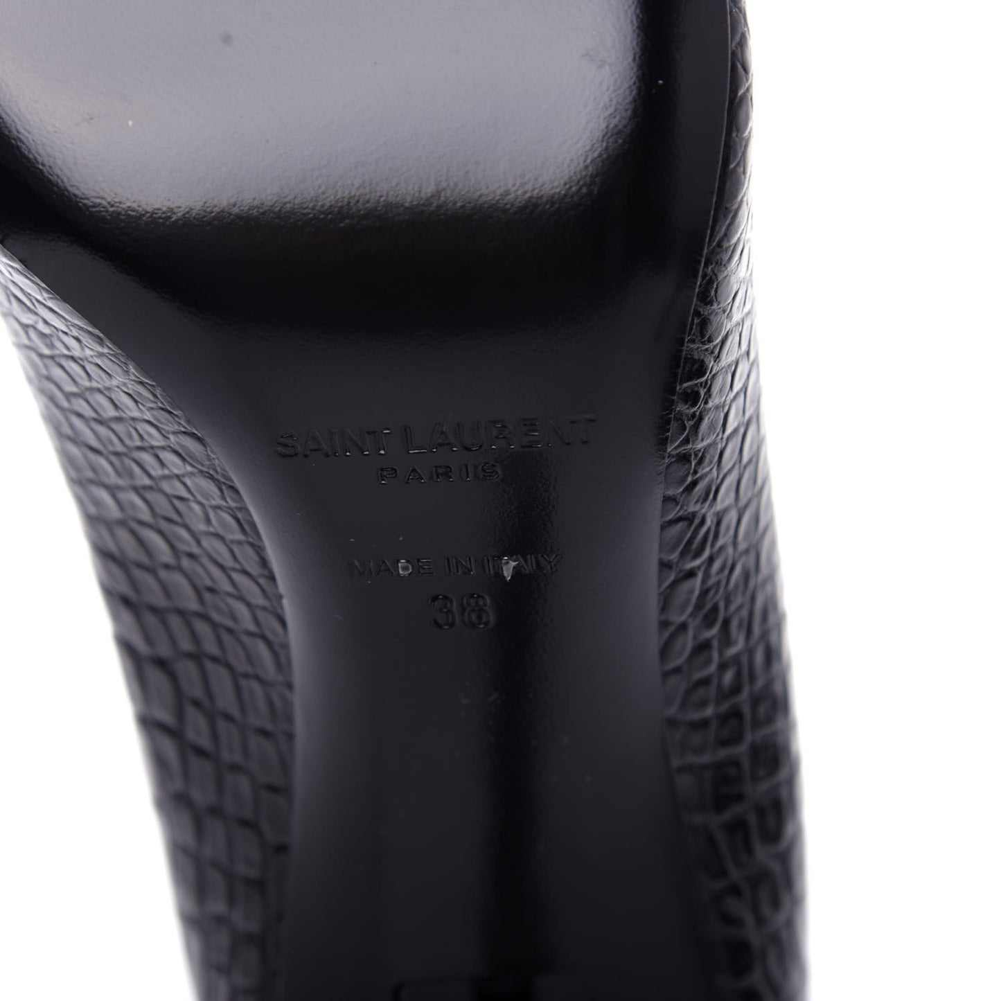 Calfskin Crocodile Embossed Opyum Pumps 38 Black