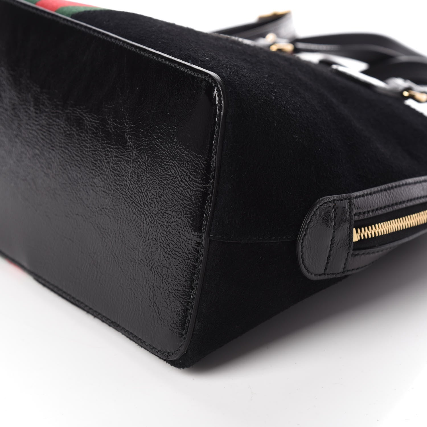 Gucci Suede Patent GG Web Medium Ophidia Top Handle Dome Bag Black 9 of 9