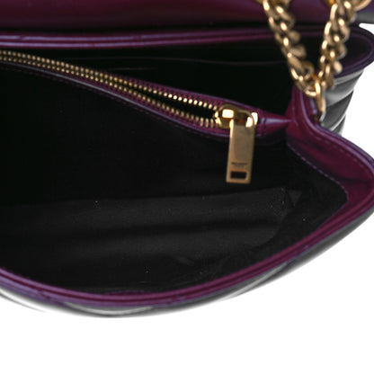 Saint Laurent Calfskin Y Quilted Monogram Small Loulou Chain Satchel Dark Legion Red 5 of 9