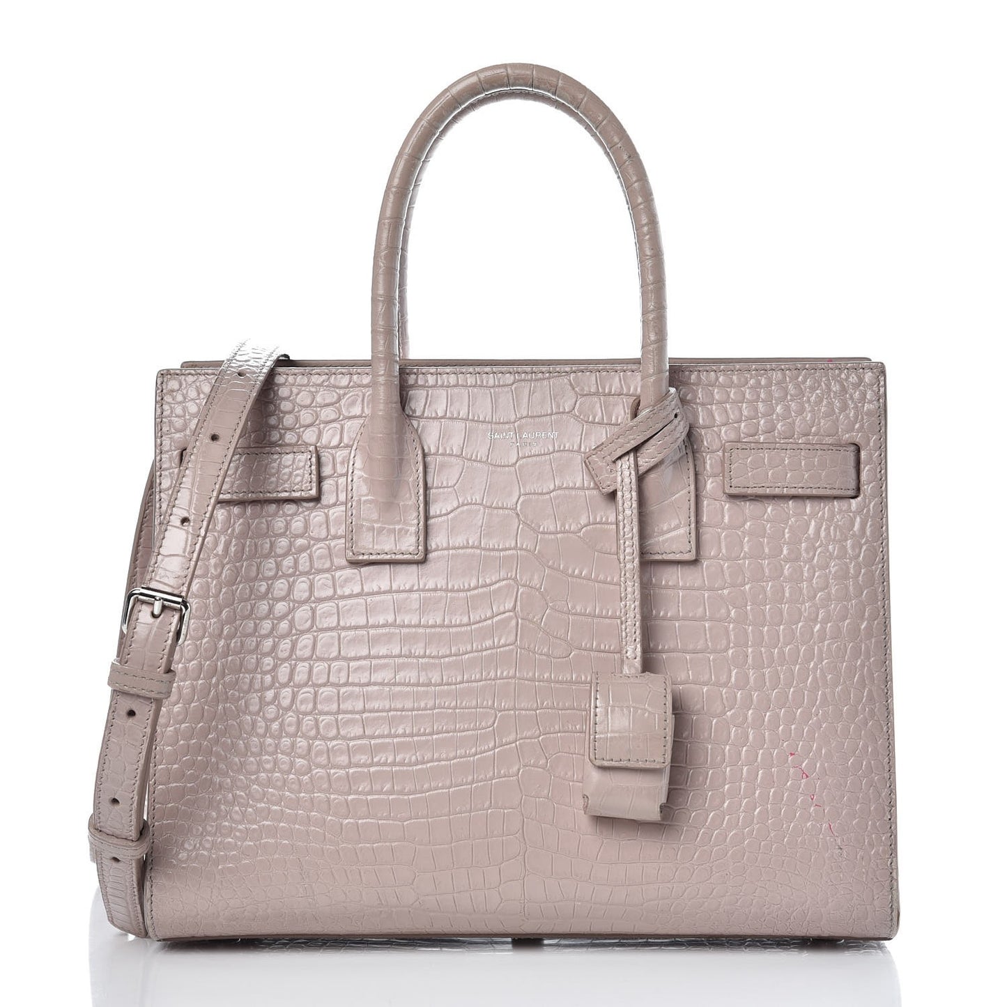 Calfskin Crocodile Embossed Baby Sac De Jour Rose Antic