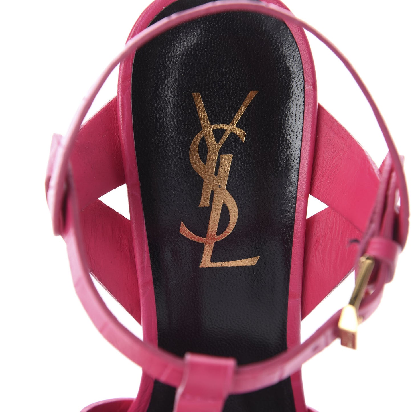 Calfskin Crocodile Embossed Tribute 105 Platform Sandals 35.5 Bubblegum