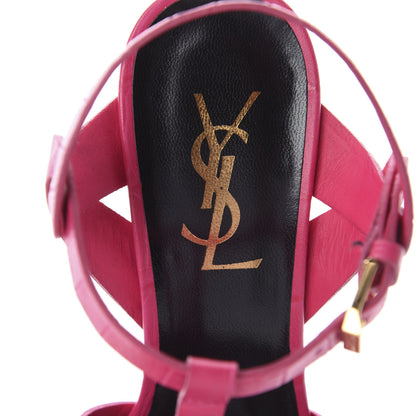 Saint Laurent Calfskin Crocodile Embossed Tribute 105 Platform Sandals 35.5 Bubblegum 6 of 7