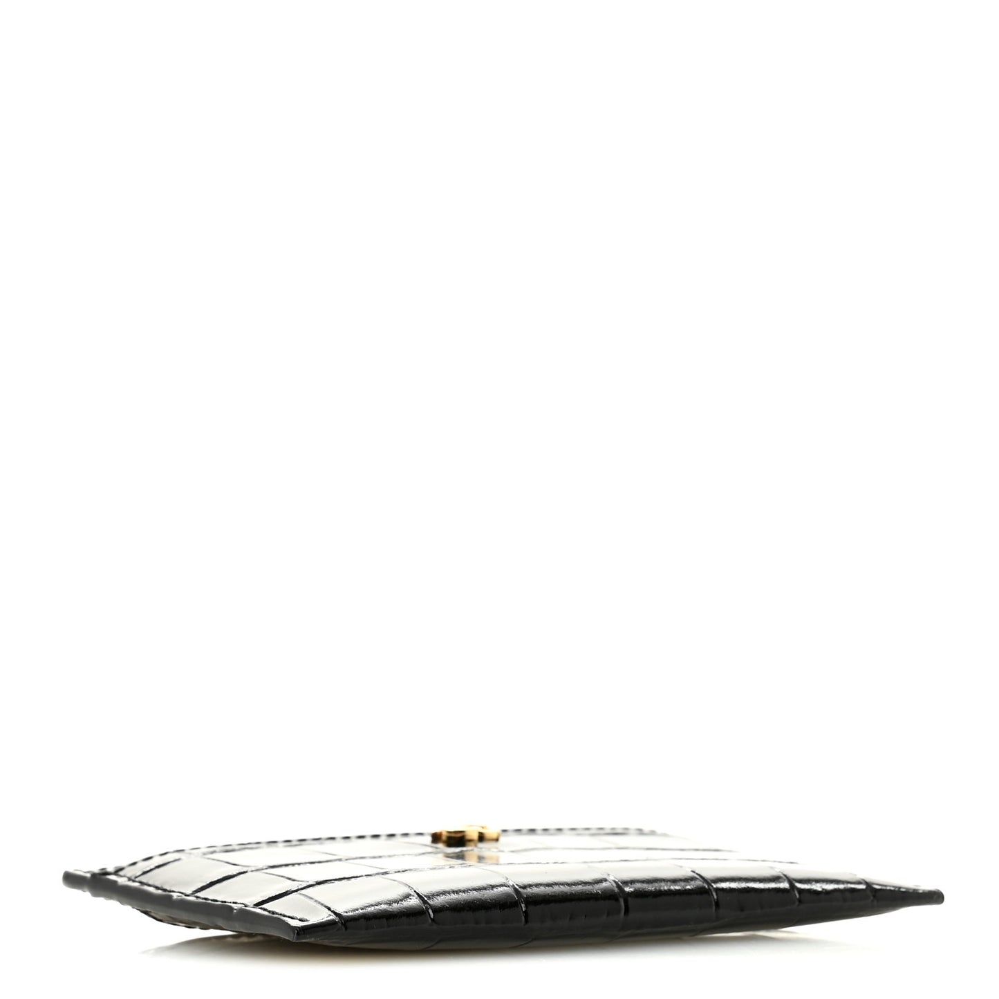 Calfskin Crocodile Embossed Crococo Card Holder Black