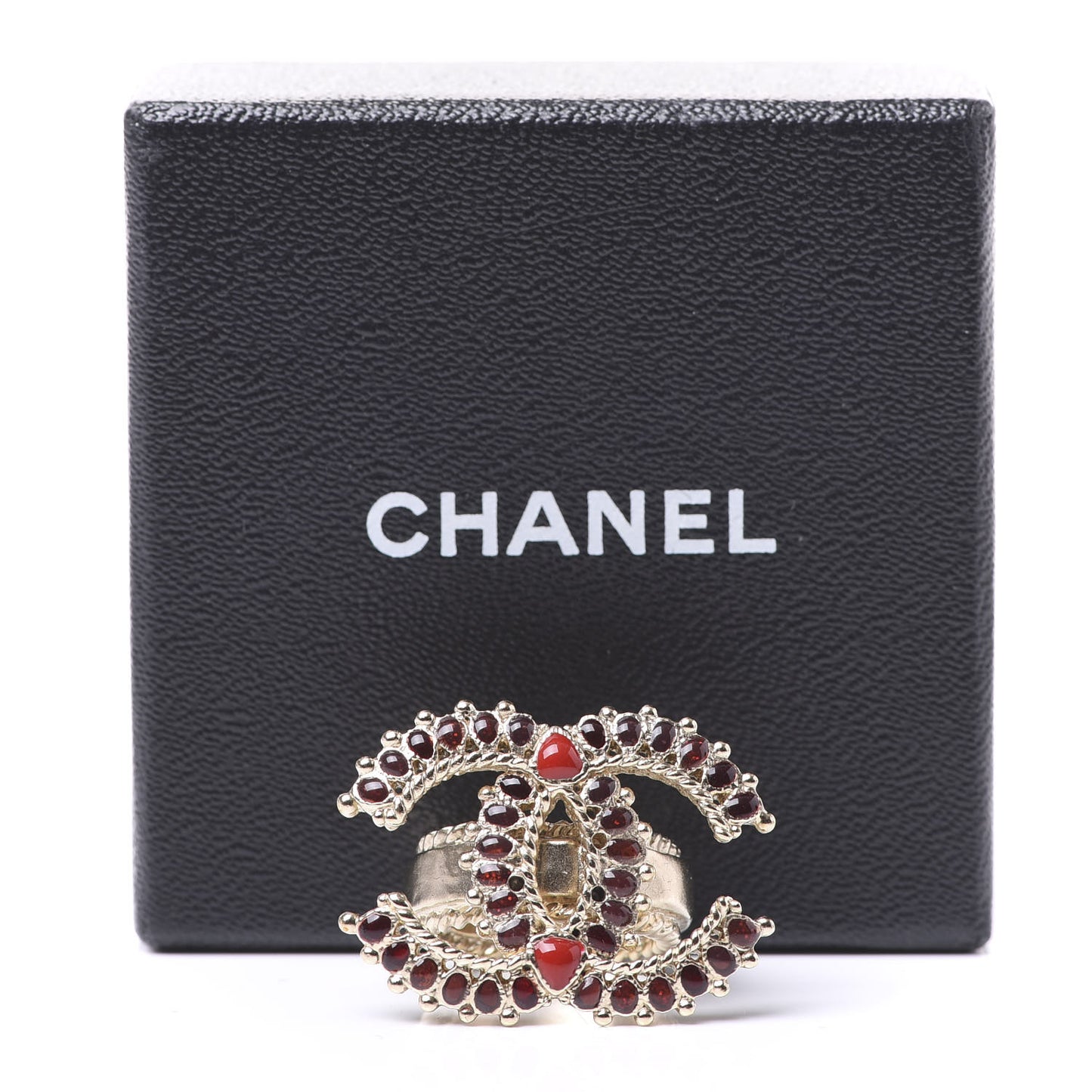 Enamel CC Ring 6 Red Gold