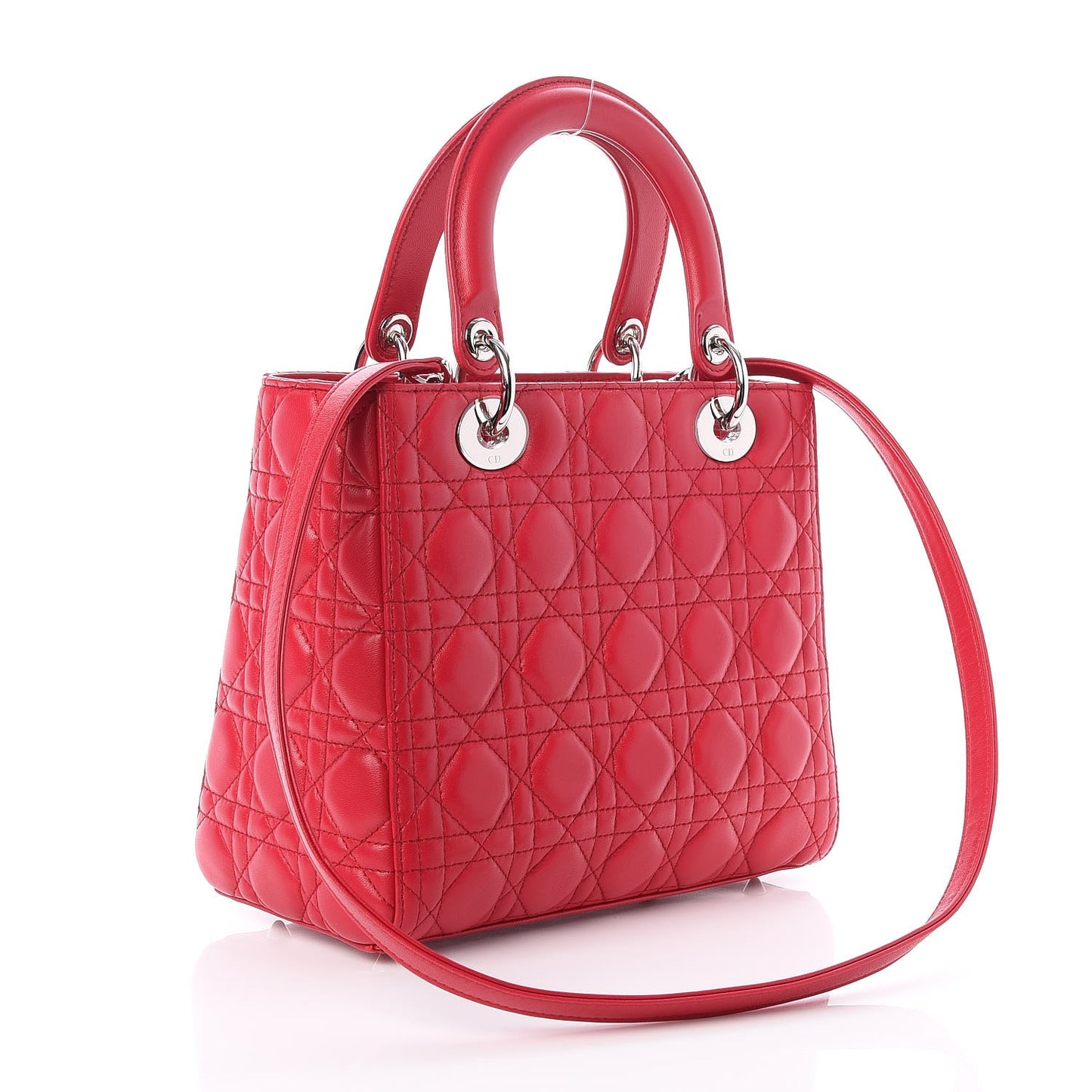 Lambskin Cannage Medium Lady Dior Red Carmin