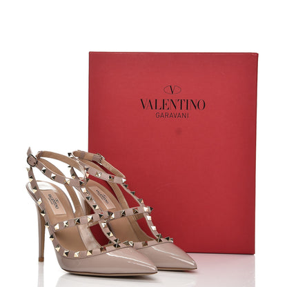 Valentino Garavani Patent Rockstud Ankle Strap Pumps 40 Poudre 8 of 8