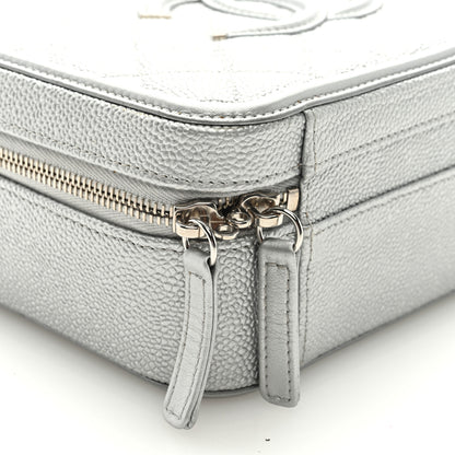 Chanel Metallic Caviar Quilted Medium CC Filigree Vanity Case Silver 8 of 9