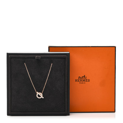 Hermes 18K Rose Gold Diamond Finesse Pendant Necklace 5 of 5
