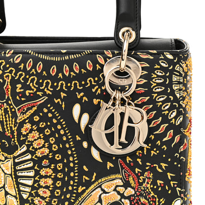 Christian Dior Smooth Calfskin Embroidered Animals Medium Lady Dior Black Multicolor 9 of 11