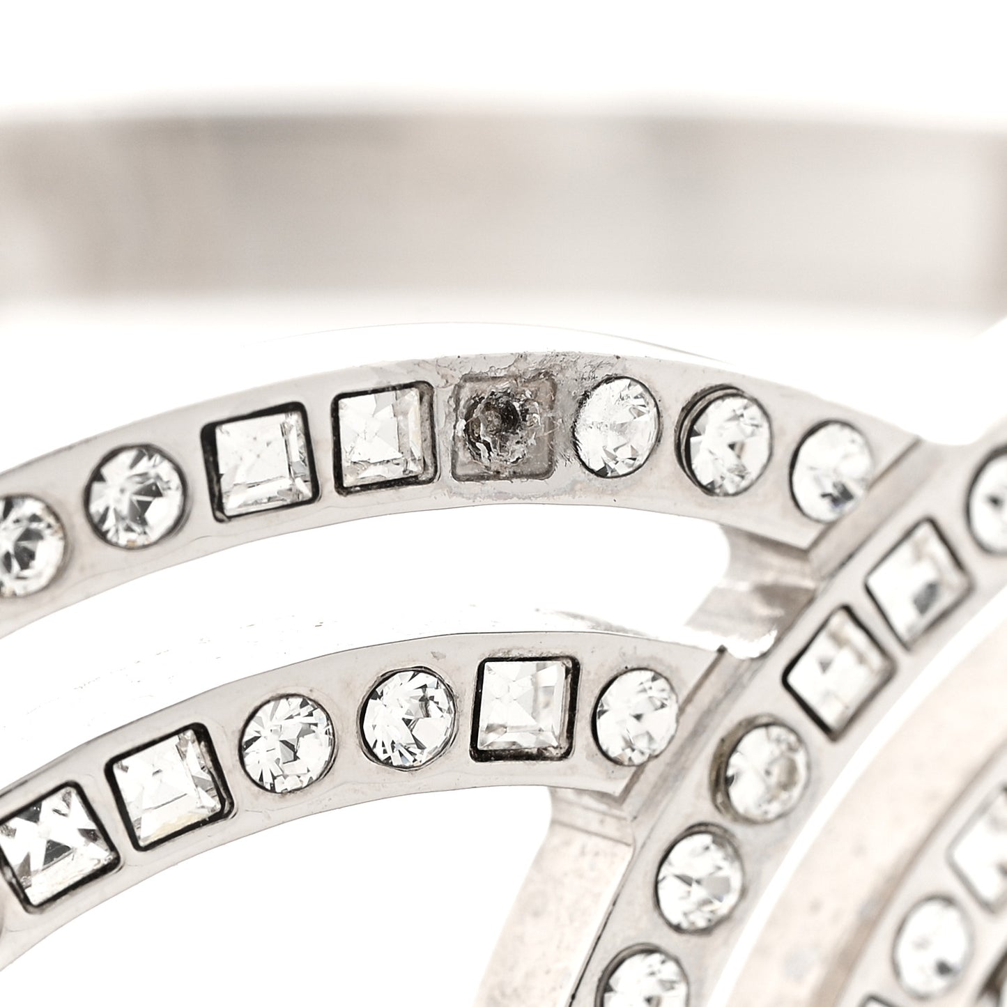 Metal Baguette Crystal CC Cuff Silver