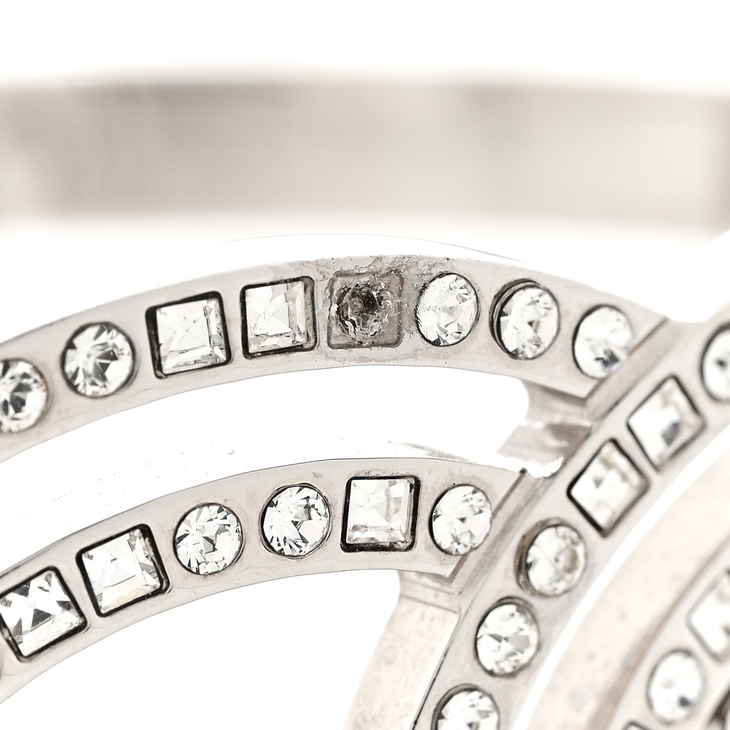 Chanel Metal Baguette Crystal CC Cuff Silver 5 of 7