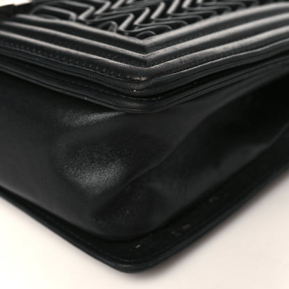 Chanel Calfskin Pleated Medium Boy Flap Black 8 of 8