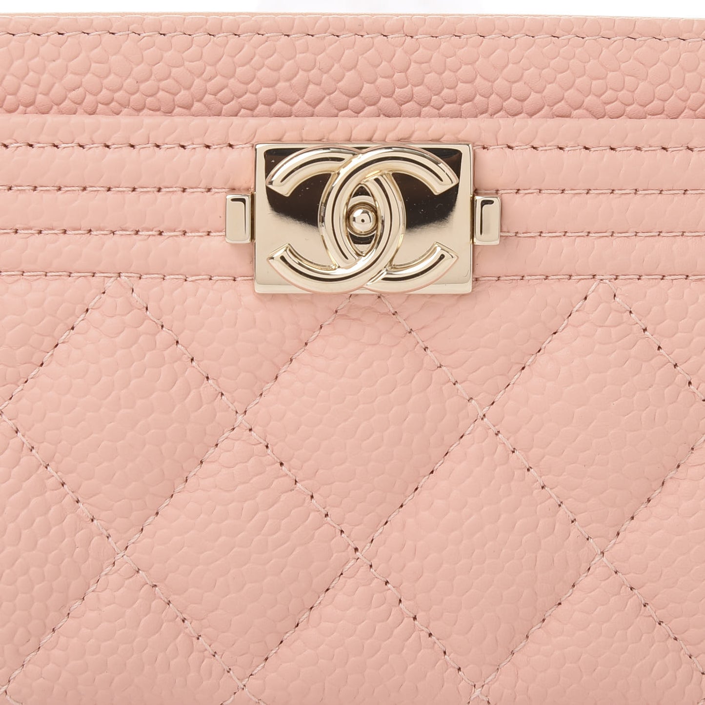 Caviar Quilted Boy Card Holder Light Pink