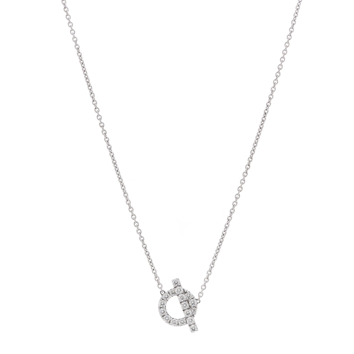 Hermes 18K White Gold Diamond Finesse Pendant Necklace 1 of 5